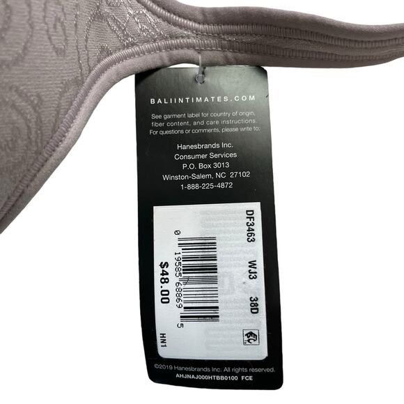 Bali Womens Comfort Revolution Wireless Bra Size 38D Gray Full Coverage DF3463 - Picture 13 of 15